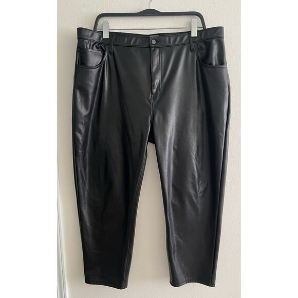 Abercrombie & Fitch Curve Love Ankle Straight Ultra High Rise Faux Leather Pants - Picture 1 of 8